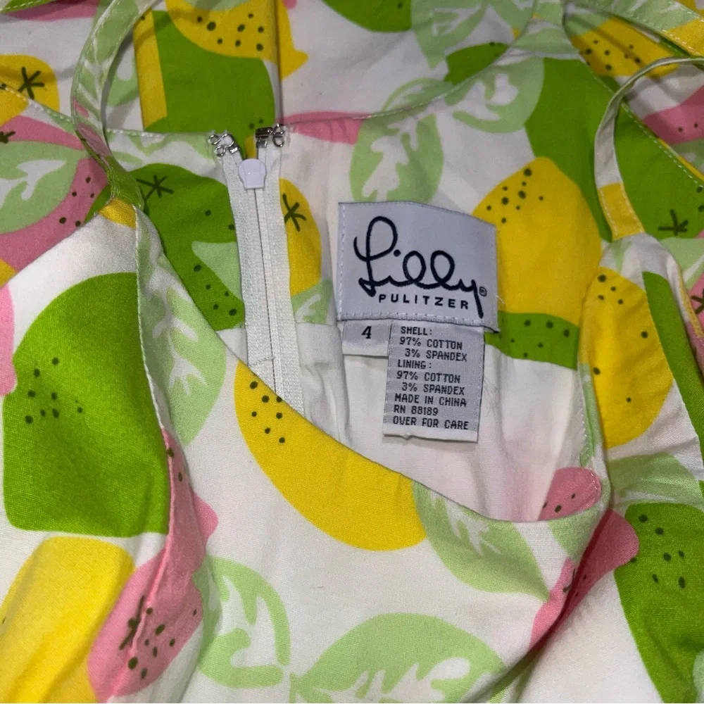 Lilly Pulitzer Mini Dress Women’s Size 4 Vintage Lemon Lime Print 90s - Picture 8 of 8